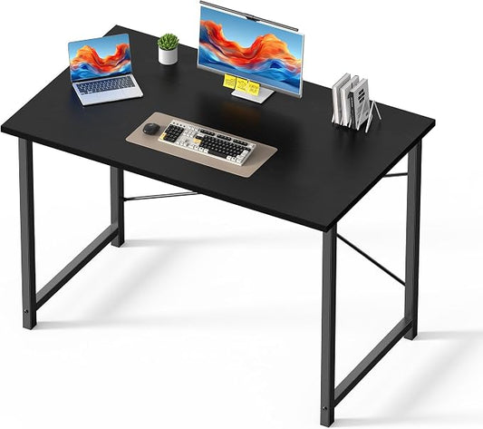 OLIXIS 44 Inch Computer Office Desk for Small Spaces, Writing Gaming Work Desk Modern Study Table with Metal Frame Home Bedroom, Black | Metal Frame, Writing Gaming Work, Home Bedroom, Easy Assembly, Sturdy Design, Black by OLIXIS