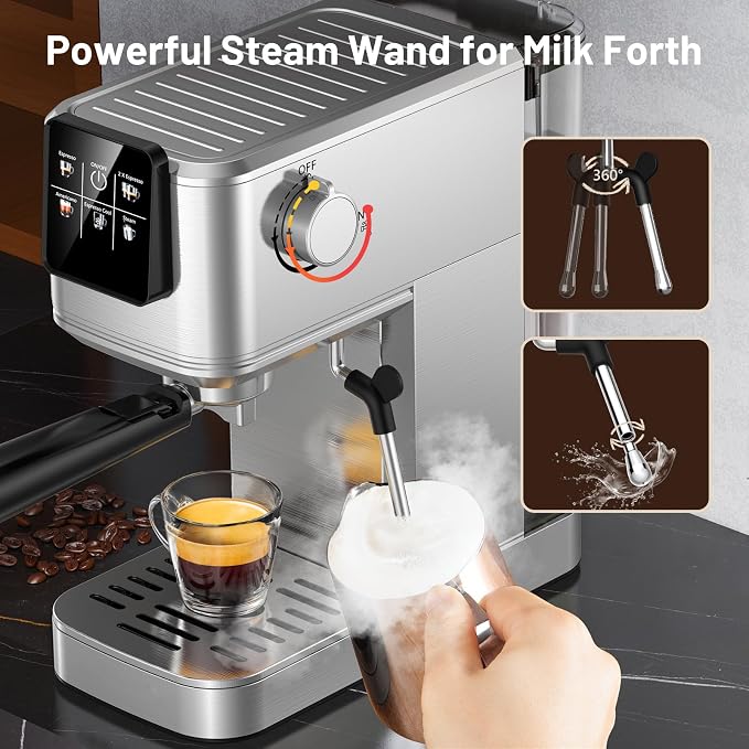 KEENSTAR Espresso Machine 20 Bar with Touch Screen, Hot & Iced Coffee Makers, Stainless Steel Espresso Maker with Rapid Cold Brew & Milk Frother, with Water Tank for Latte, Cappuccino, Gift - Image 5