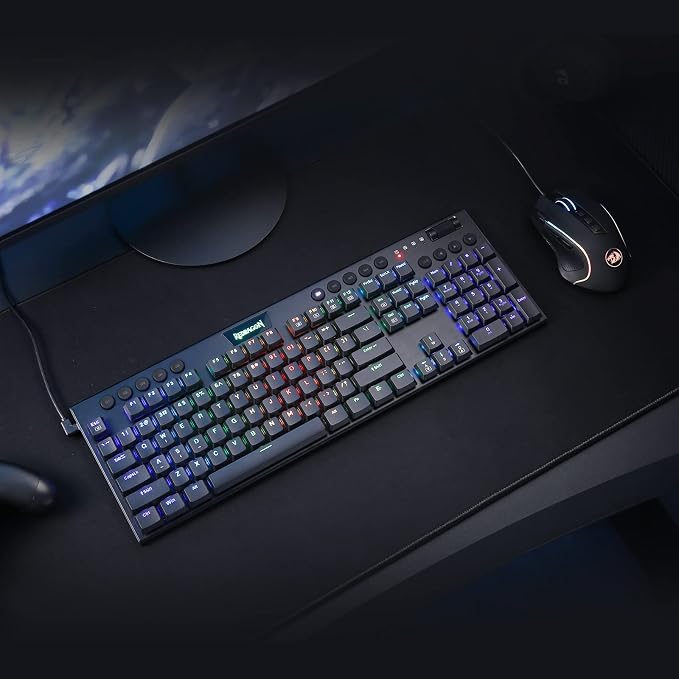 Redragon K619 Horus RGB Mechanical Keyboard, Ultra-Thin Designed Wired Gaming Keyboard w/Low Profile Keycaps, Dedicated Media Control & Linear Red Switch, Pro Software Supported - Image 8