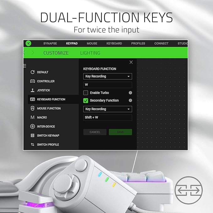Razer Tartarus Pro Gaming Keypad: Analog-Optical Key Switches - Rapid Trigger - Adjustable Actuation - 32 Programmable Keys - Customizable Macros - Chroma RGB Lighting - Mercury White | Rapid Trigger, Adjustable Actuation, 32 Programmable Keys, Customi... - Image 7