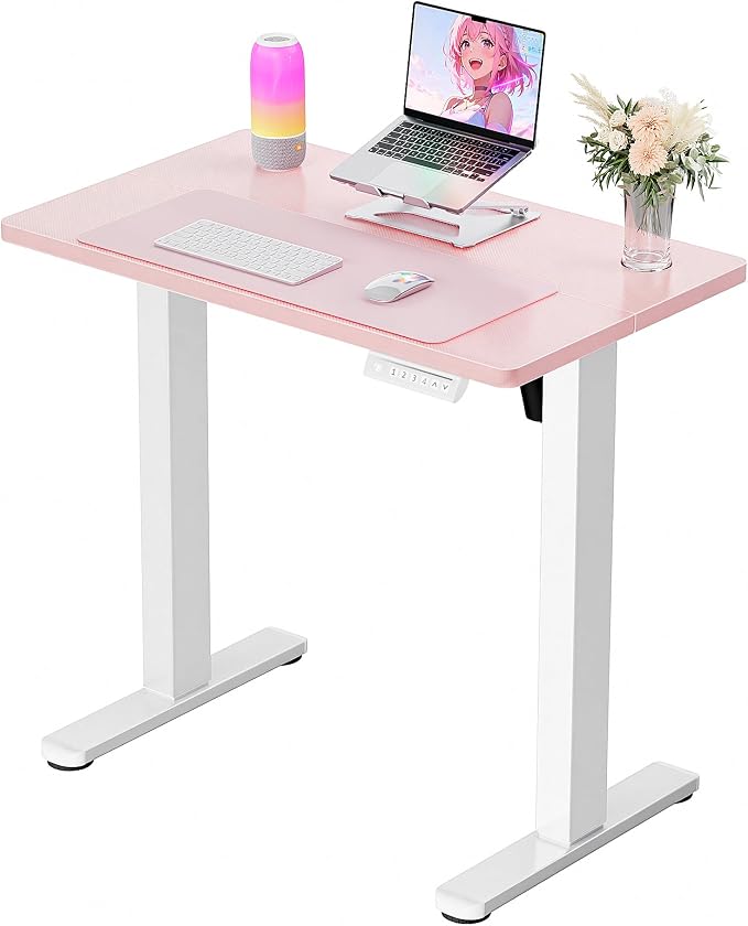 ErGear Height Adjustable Electric Standing Desk, 32 x 19 Inches Sit Stand up Desk, Memory Computer Home Office Desk, Pink by ErGear