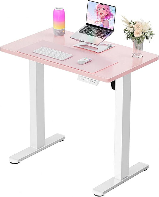 ErGear Height Adjustable Electric Standing Desk, 32 x 19 Inches Sit Stand up Desk, Memory Computer Home Office Desk, Pink by ErGear