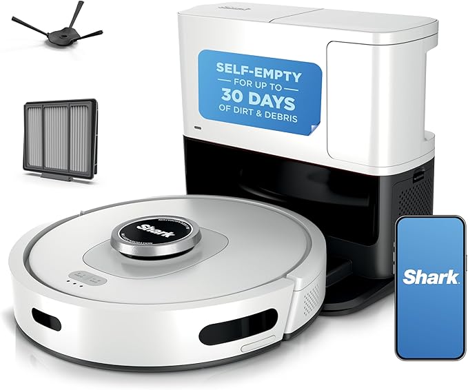Shark Matrix Clean | Robot Vacuum Cleaner with Powerful Suction for Pet Hair, Rugs, Carpets & Hard Floors | Self-Empty Base | 60-Day Capacity | Voice Control | LiDAR Navigation | White | AV2511AE​ by Unknown