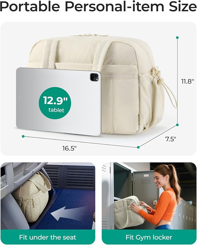 BAGSMART Duffle Bag for Travel, Gym Bag for Women, Weekender Carry on Bag | PVC Wet Pocket, Airline Approved Personal Carry-on Size, Fits Under-seat, One Bag for Gym, Travel, Hospital, Overnight - Image 2