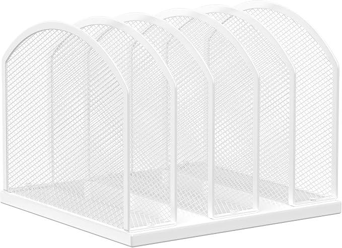 Gawerk 5-Section Vertical Desktop Organizer, 6-Section Mesh File Folder Stand Sorter for Office Home Classroom Organization by Gawerk