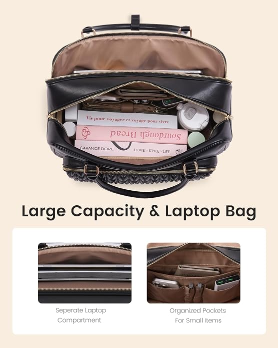 LOVEVOOK Tote Bag for Women,Light Puffer Tote Bag with Multi-pockets,Stylish Carry on Laptop Bags for Daily,Travel,Work,Gym - Image 4