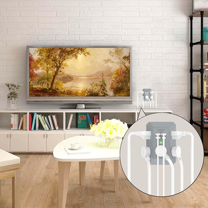 USB Wall Charger, Surge Protector, QINLIANF 5 Outlet Extender with 4 USB Charging Ports(3U1C) 3-Sided 1680J Power Strip Multi Plug Outlets Wall Adapter Spaced for Home Travel Office, Grey - Image 3