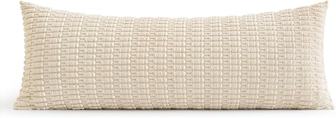 MIULEE Pack of 1 Cream White Long Body Lumbar Decorative Throw Pillow Cover 14x36 Inch for Bed Couch Sofa Living Room Soft Boho Pillow Cover Modern Farmhouse Home Decor - Image 6
