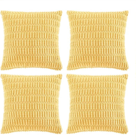 Fancy Homi 4 Packs Decorative Throw Pillow Covers for Living Room Couch Bed, Modern Farmhouse Boho Home Décor Accent Cushion Case, 18" x 18", Yellow by Fancy+Homi