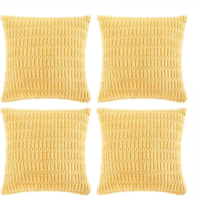 Fancy Homi 4 Packs Decorative Throw Pillow Covers for Living Room Couch Bed, Modern Farmhouse Boho Home Décor Accent Cushion Case, 16" x 16", Yellow by Fancy+Homi