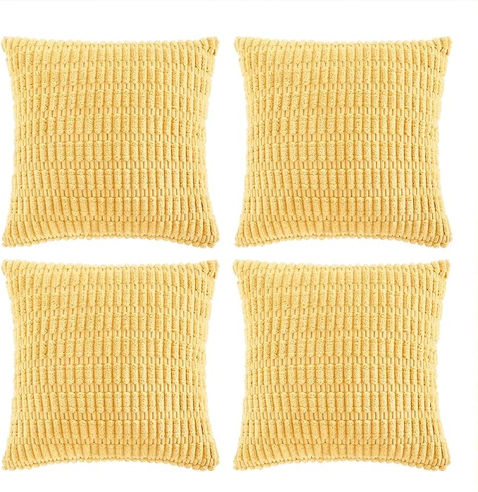 Fancy Homi 4 Packs Decorative Throw Pillow Covers for Living Room Couch Bed, Modern Farmhouse Boho Home Décor Accent Cushion Case, 24" x 24", Yellow by Fancy+Homi