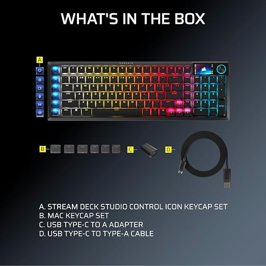 Corsair Vanguard AIR 99 Wireless Low-Profile Optical-Mechanical RGB Gaming Keyboard – QWERTY US, 99% Layout, OPX Switches, 8000Hz Hyper-Polling, Stream Deck Integration, Flashtap SOCD – Black - Image 11