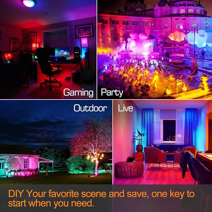 MELPO LED Flood Light Outdoor 800W Equivalent 8000LM Smart RGB Landscape Lighting with APP Control, DIY Scenes - Timing - Warm White 2700K - Color Changing Uplight, IP66 Waterproof US Plug (2Pack) - Image 5
