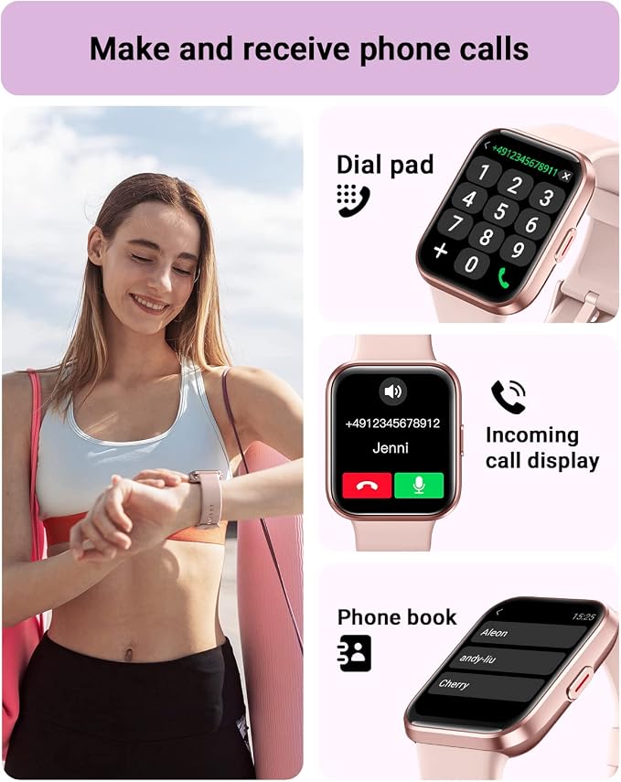 Tensky Smart Watch for Women Android & iPhone, Alexa Built-in, 1.8" Touch Screen Fitness Tracker with Answer/Make Calls, 3ATM Waterproof Heart Rate/Sleep/SpO2 Monitor, Pedometer, 100+ Sport Modes - Image 2