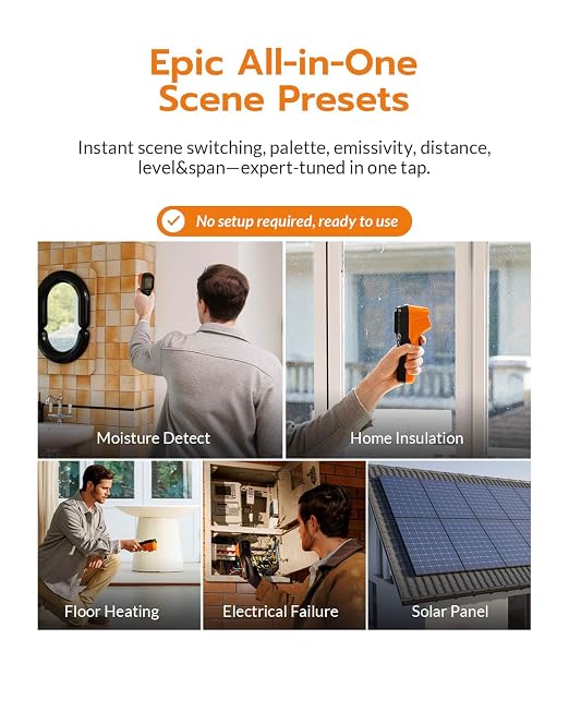 GT16S Thermal Imaging Camera with Smart AI Scene Detection, Thermometer Mode, 240×240 UIRA-IR Resolution, -4°F-1202°F Temp Alarm, 11h Runtime, Infrared Camera for HVAC Home Inspection - Image 3
