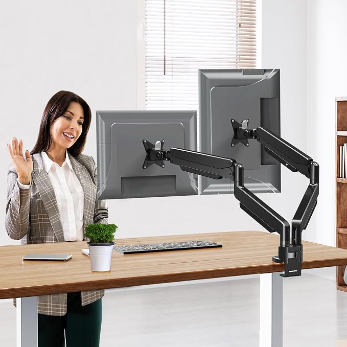 MOUNT PRO Dual Monitor Stand for Max 43 Inch Ultrawide Computer Screen, Premium Aluminum Heavy Duty Monitor Arm Holds 6.6lbs to 33lbs, Gas Spring Full Motion Display Desk Stand, VESA Mount - Image 2