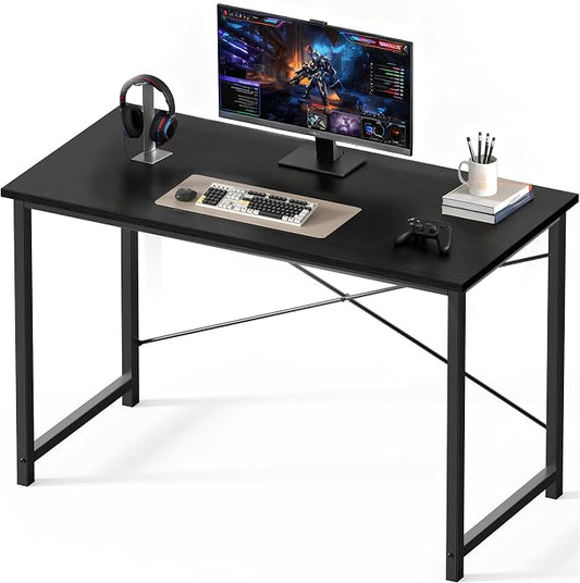 OLIXIS 47 Inch Computer Office Desk for Small Spaces, Writing Gaming Work Desk Modern Study Table with Storage Bag & Headphone Hook Home Bedroom, Black | Computer Writing Workstation, Strong Metal Frame, Small Spaces Home Bedroom Dorm, Black by OLIXIS
