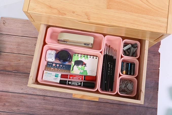 Kutesna 15 PCS Interlocking Desk Drawer Organizer Separator for Office,Bathroom,Kitchen,Makeup（Pink） - Image 4