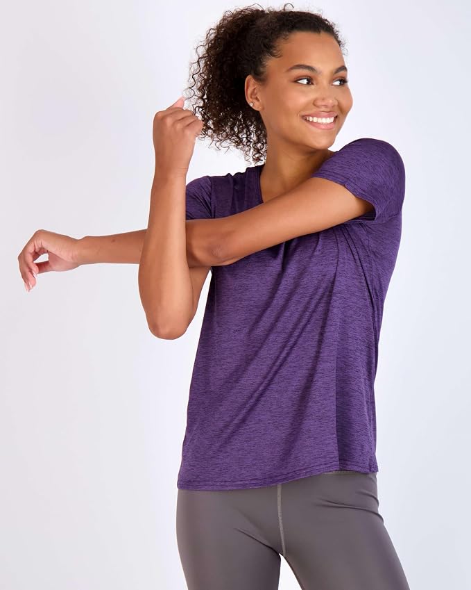 5 Pack Women's Dry Fit Short Sleeve Athletic Gym Workout Running Tops | Available in Plus Size, Exercise, Sports, Fitness, Quick Dry, Cooling, Moisture Wicking, Loose Basic Tees, Yoga, Pilates - Image 3