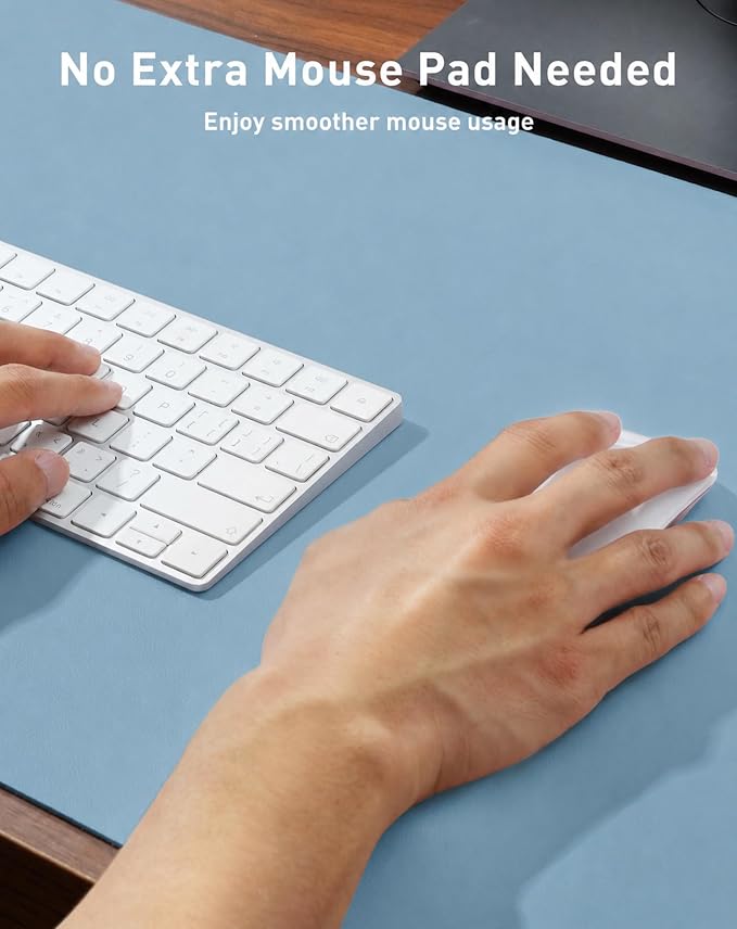Aothia Faux Leather Desk Mat for Keyboard & Mouse (Sky Blue, 42" x 17") | Large desk mat for keyboard, mouse and laptop, creating a clean, organized workspace for work, study and everyday use - Image 4
