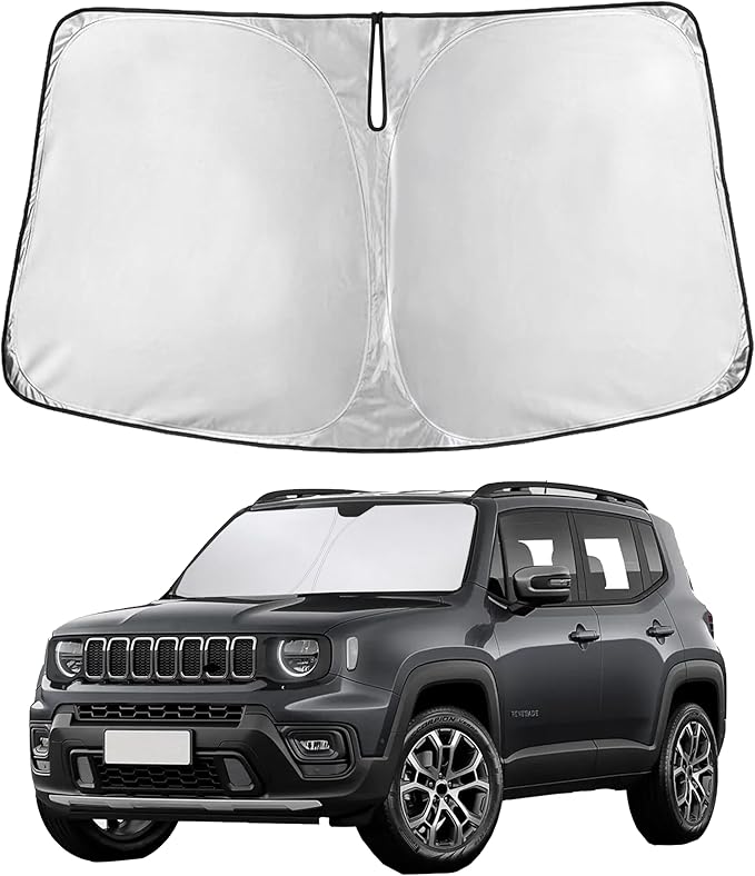 EcoNour Windshield Sunshade Compatible for Jeep Renegade 2015-2022 2023 2024, Sun Visor for Front Windshield & Window Sun Shade Cover, UV Heat Blocker & Protector, Car Accessories by EcoNour