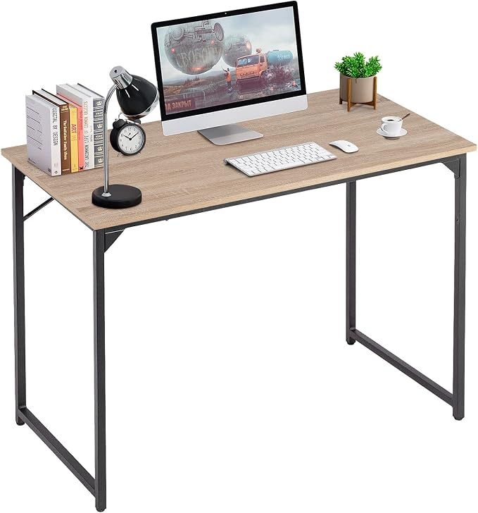PayLessHere | 39 Inch Computer Desk | Nature | Sturdy Office Desk | Metal Frame, Adjustable Feet | Water-Resistant, Scratchproof Surface | Writing Table for Home Office or Study | Pack of 1 by PayLessHere
