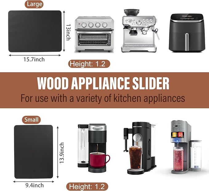 360° Appliance Slider Sliding Tray, Coffee Maker Rolling Tray for Counter Under Cabinet Coffee Pot Mat for Espresso Machine, Toaster, Air Fryer, Quiet Wheels, Black (Large 15.7"×13") - Image 3