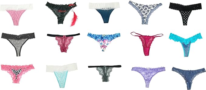 jooniyaa Thongs for Women Variety Pack 20 Pairs – Assorted Lace G-String T-Back Panties, Soft Breathable Underwear XS-3XL - Image 6