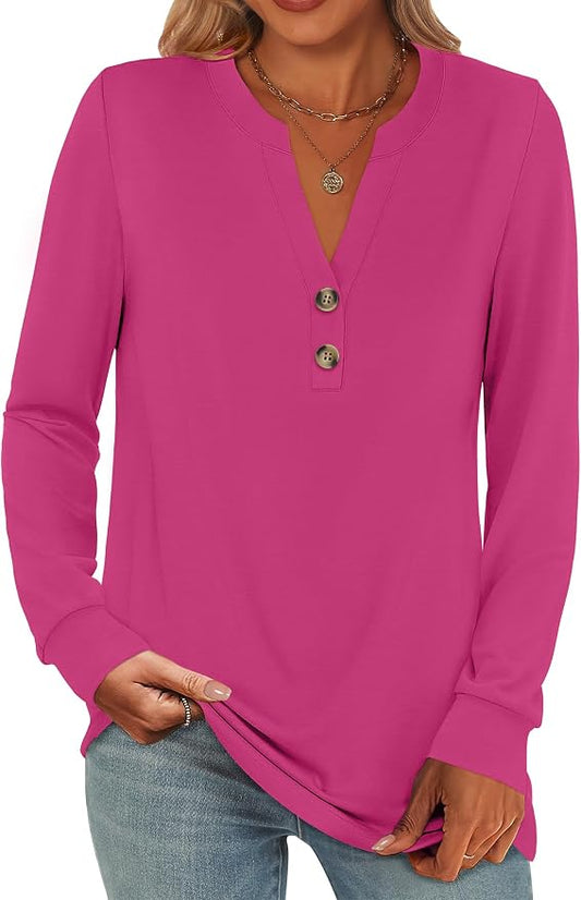 ANRABESS Women's Long Sleeve Shirts 2026 Spring Fashion Dressy Casual Tops Trendy Henley Blouses Cute Work Outfits Clothes by ANRABESS