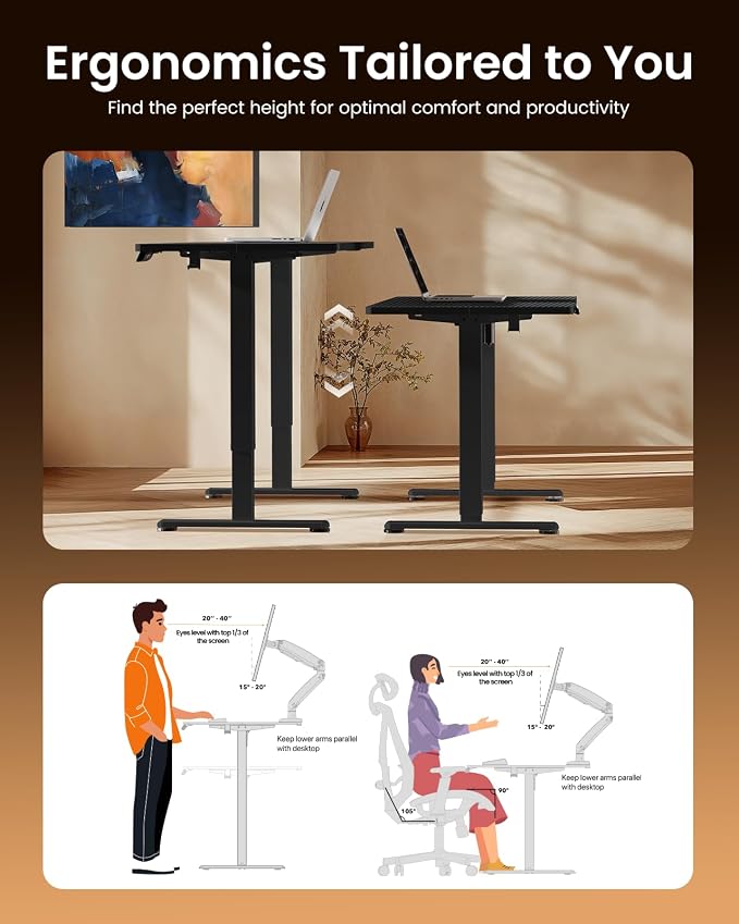 ErGear Height Adjustable Electric Standing Desk, 55 x 28 Inches Sit Stand up Desk, Memory Computer Home Office Desk, Carbon Fiber Black - Image 6
