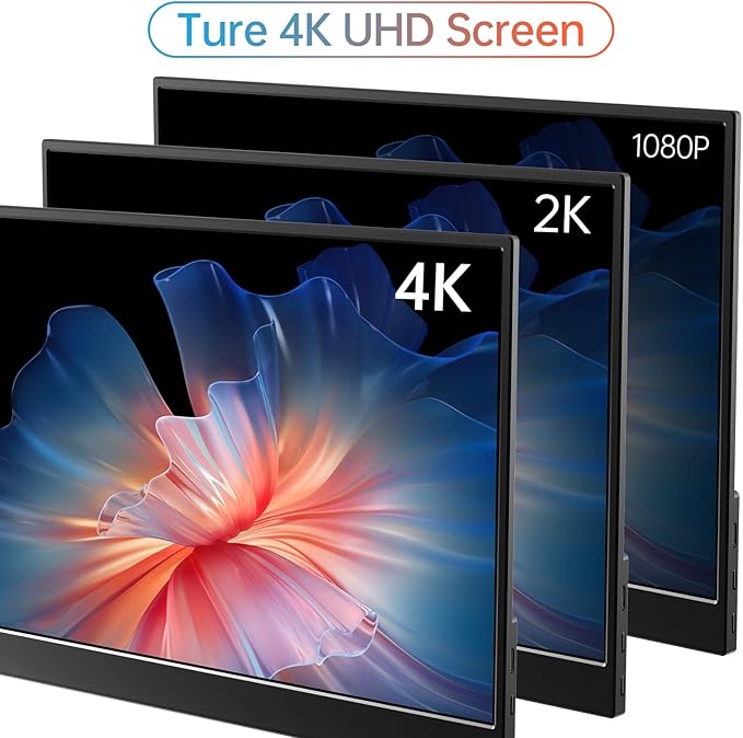MNN 4K Portable Monitor 15.6" 3840x2160 UHD USB-C HDMI Laptop Monitor, 100% Adobe RGB IPS Computer Gaming Display HDR w/Speakers & Smart Cover,for Laptop Xbox PS5 Switch PC Phone | 15.6" 4K UHD IPS 100% Adobe RGB HDR, USB-C/HDMI, speakers+smart cover, ... - Image 4