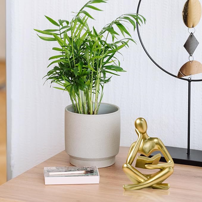 UTTCMK Abstract Art Thinker Statue - Reading Thinker Sculpture Figurine, Modern Home Decoration for Living Room Office Shelves Coffee Table Desk Decor (Gold) - Image 5