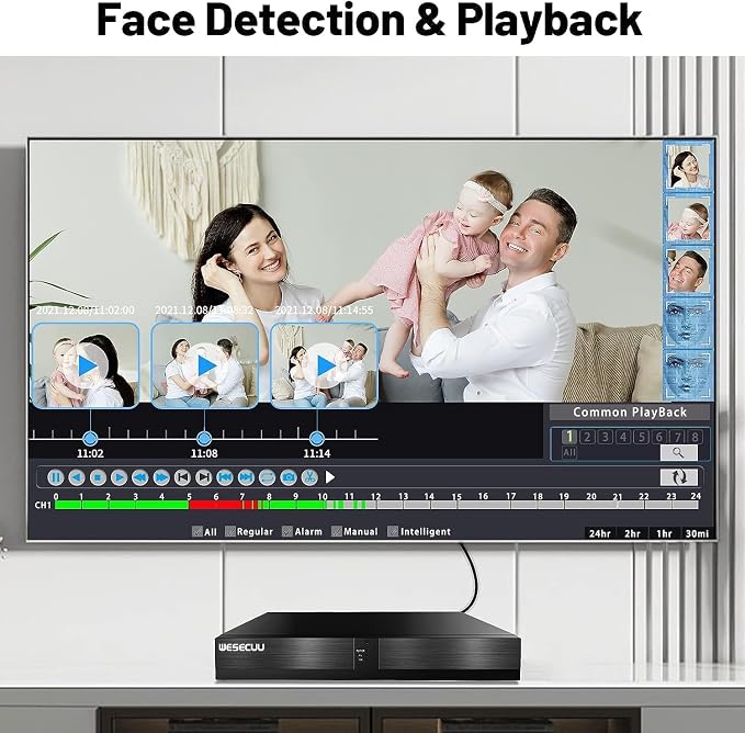 4K Security Camera System, 4pcs 2K PoE Wired Turret Cameras with Human Detection and 2 Way Talk, Color Night Vision, 8MP 4CH NVR with 1TB Hard Drive for 24/7 Local Recording, No Subscription (Black) - Image 7