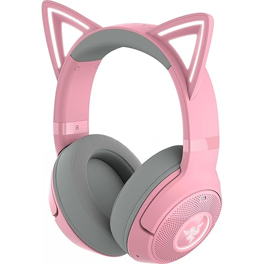 Razer Kraken Kitty V2 BT Wireless RGB Headset, Pink | Chroma RGB Kitty Ears & Earcups, Bluetooth 5.2, 40 mm Drivers, Noise-cancelling Mics, Lightweight, USB-C, 40 Hr Battery by Unknown