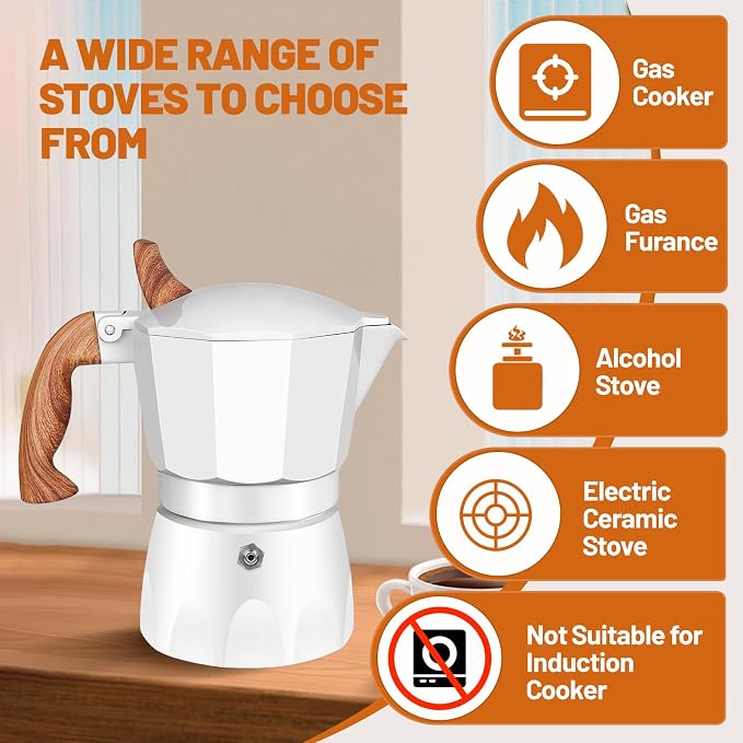 3 Cup Aluminum Espresso Stovetop Moka Pot Express Coffee Maker Percolator Italian Classic Mocha Coffee Machine for Italian and Cuban Cafe Brewing for Home & Camping 150ml 5oz - Image 4