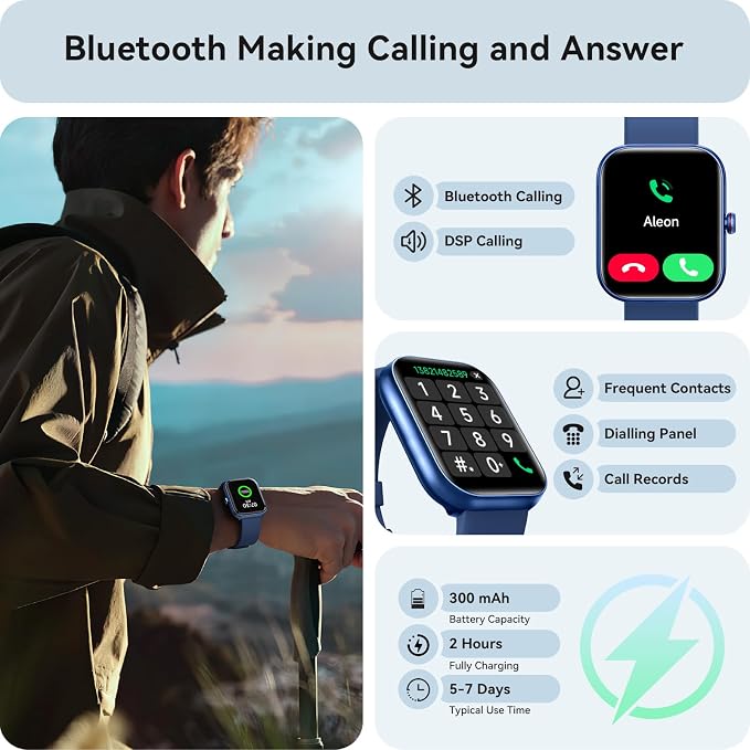 Smart Watch for Women Men, Smartwatch for iPhone & Android Bluetooth (Answer/Call) Built-in Alexa, 1.91" HD Fitness Tracker with 105+ Sport Modes, IP68 Waterproof, Sleep/Heart Rate/SpO2/Stress Monitor - Image 2