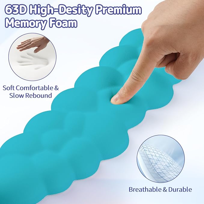 Sushret Cloud Wrist Rest Keyboard, Cloud Keyboard Wrist Pad Set with PU Leather Memory Foam, Cute Arm Rest for Palm Support, PC/Gaming Desk Accessories/Office Setup/Computer Hand Cushion - Scuba Blue - Image 4