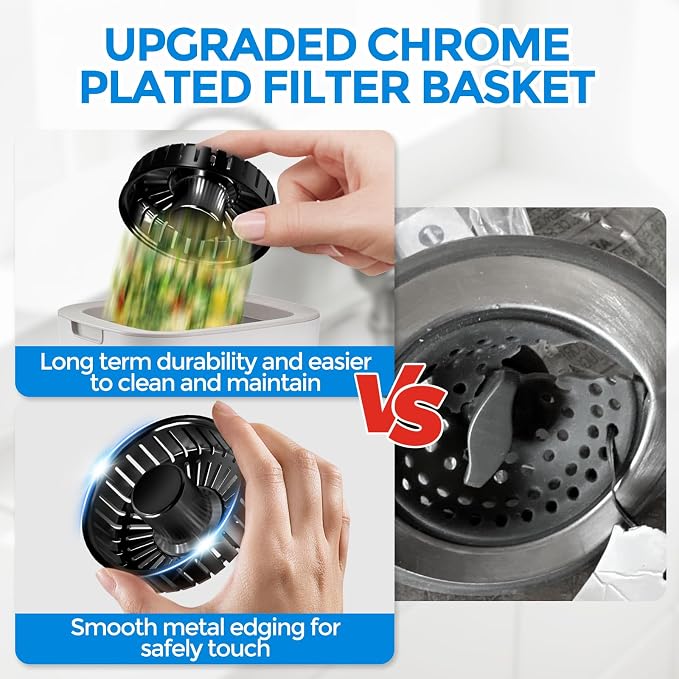 3 in 1 Kitchen Sink Drain Strainer Stopper Removable Basket Pop-Up | Kitchen Sink Accessories 1 Pack Brushed Black Stainless - Food Catcher, Odor-Blocking Seal, Fits 3.5" Drain - Image 7