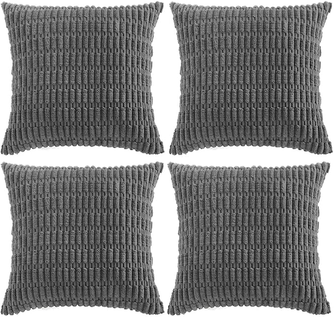 Fancy Homi 4 Packs Decorative Throw Pillow Covers for Living Room Couch Bed, Modern Farmhouse Boho Home Décor Accent Cushion Case, 16" x 16", Dark Gray by Fancy+Homi