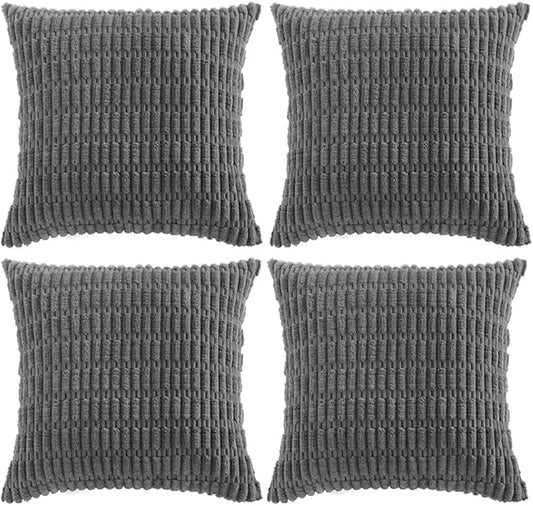 Fancy Homi 4 Packs Decorative Throw Pillow Covers for Living Room Couch Bed, Modern Farmhouse Boho Home Décor Accent Cushion Case, 22" x 22", Dark Gray by Fancy+Homi