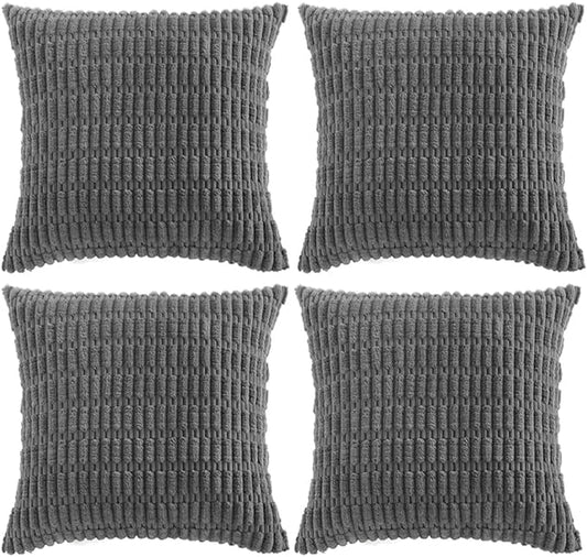 Fancy Homi 4 Packs Decorative Throw Pillow Covers for Living Room Couch Bed, Modern Farmhouse Boho Home Décor Accent Cushion Case, 18" x 18", Dark Gray by Fancy+Homi