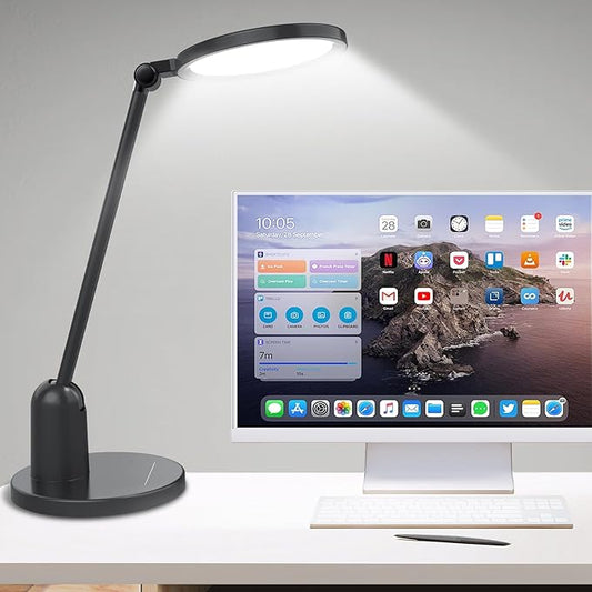 Desk Lamps for Home Office with Stable Base, 1000LM Ultra Bright Eye-Caring LED Desk Light, 3000K-6000K Dimmable Table Lamp with Stepless Dimming & Timing Function for Work, Reading, Bedroom, Bedside by IndoorLight