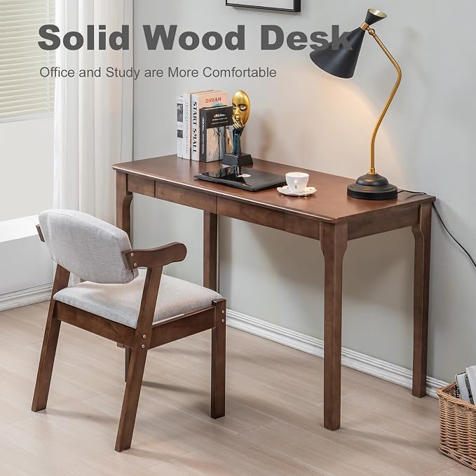 Solid Wood Desk with Drawers, Small Computer Desk for Small Spaces, Gaming Study Home Office Desks for Work, Student PC Desk for Bedroom, Escritorios para Cuartos - Image 3