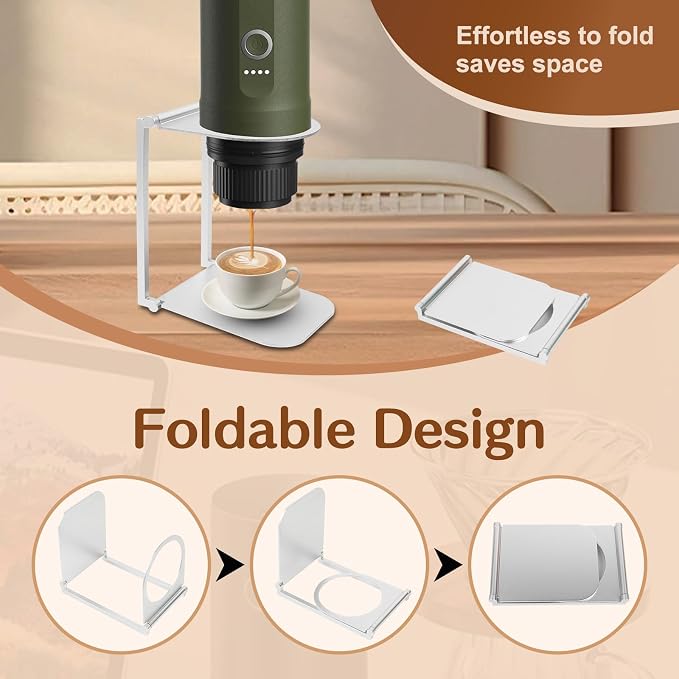 Stand Compatible with Outin Nano – Portable Foldable Coffee Maker Stand with Base, Espresso Machine Holder for Home, Desk, and Travel (Silver) - Image 6