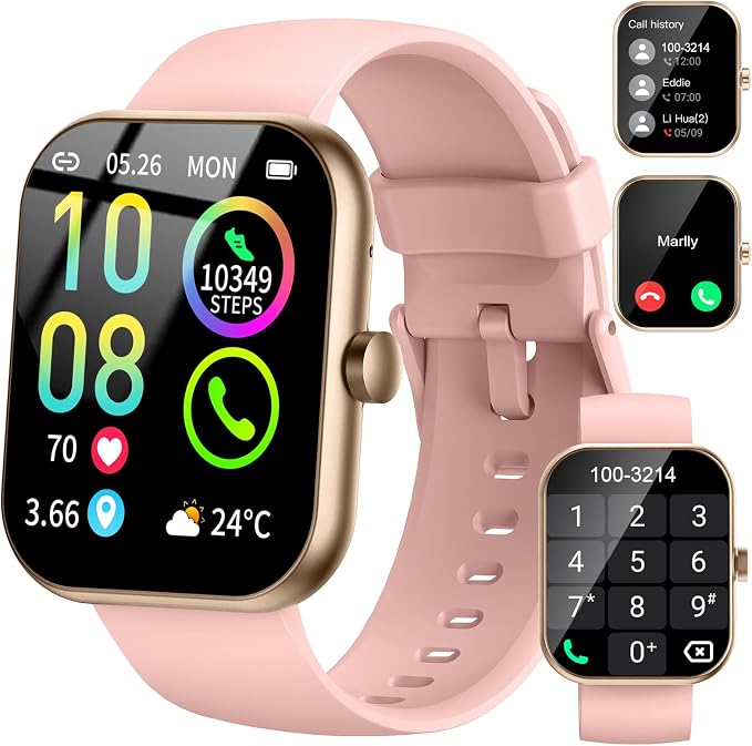 Smart Watch for Women (Answer/Make Call), 1.96"HD Smartwatch with Heart Rate/Sleep Monitor/Pedometer, 113+ Sports Modes, 2026 New Fitness Watch IP68 Waterproof, Activity Tracker for Android iOS-Pink by Jugeman