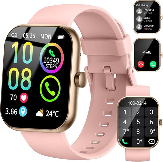 Smart Watch for Women (Answer/Make Call), 1.96"HD Smartwatch with Heart Rate/Sleep Monitor/Pedometer, 113+ Sports Modes, 2026 New Fitness Watch IP68 Waterproof, Activity Tracker for Android iOS-Pink by Jugeman