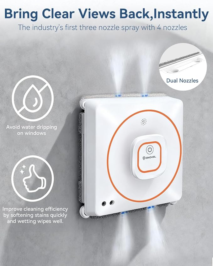 8000Pa Anti-Fall Window Cleaner Robot Auto Spray for High Rise Glass | 4 Cleaning Modes with Intelligent Path Planning,15-Stage Anti-Fall System,Remote Control,120mL Water Tank - Image 4