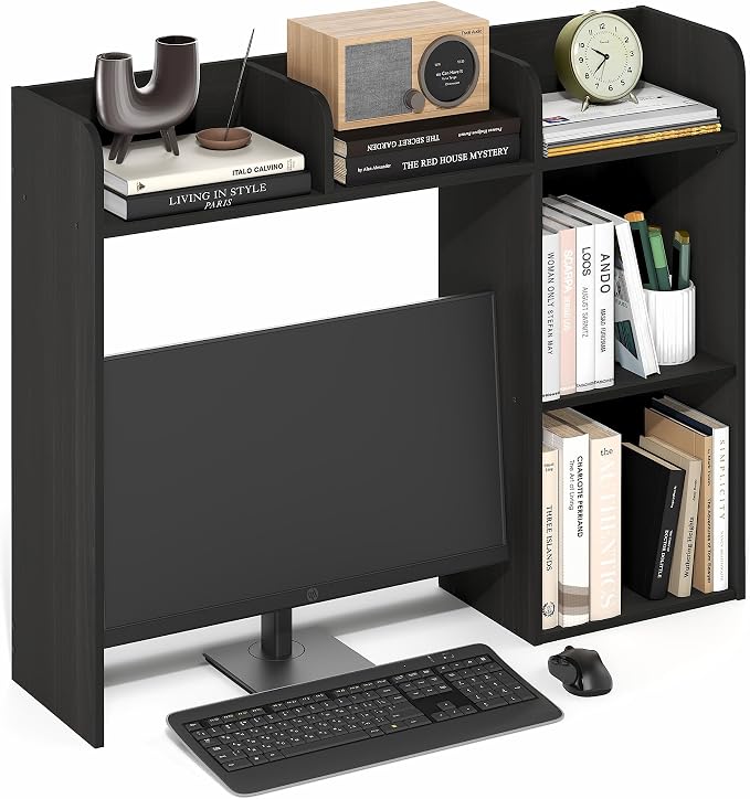 Furinno Classic Desk Shelf, 5-Shelf Desktop Hutch, Book Shelf, 3-Tier Desk Organzier, for Office Supplies, Office Desk Accessories, for Home Office, College, Dorm, White - Image 3
