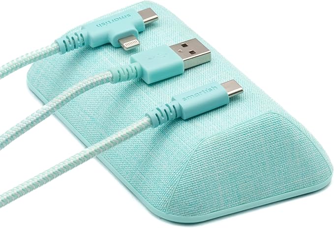 Smartish® Magnetic Cord Holder - Bigger Cable Wrangler Organizer with Magnet Clips for Charger Management on Desktop, Nightstand - Holds 6+ Cables - Teal Me More by Smartish-PhoneCasesandStuff