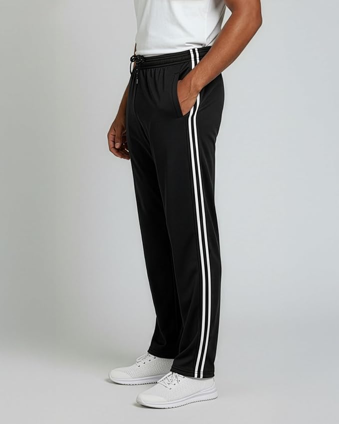 3 Pack Men's Mesh Open Bottom Sweatpants Active Athletic Workout Gym Pocket | Available in Big & Tall, Uncuffed, Elastic Waistband, Drawstring, Straight Leg, Running, Jogging, Exercise, Training, Sports - Image 8
